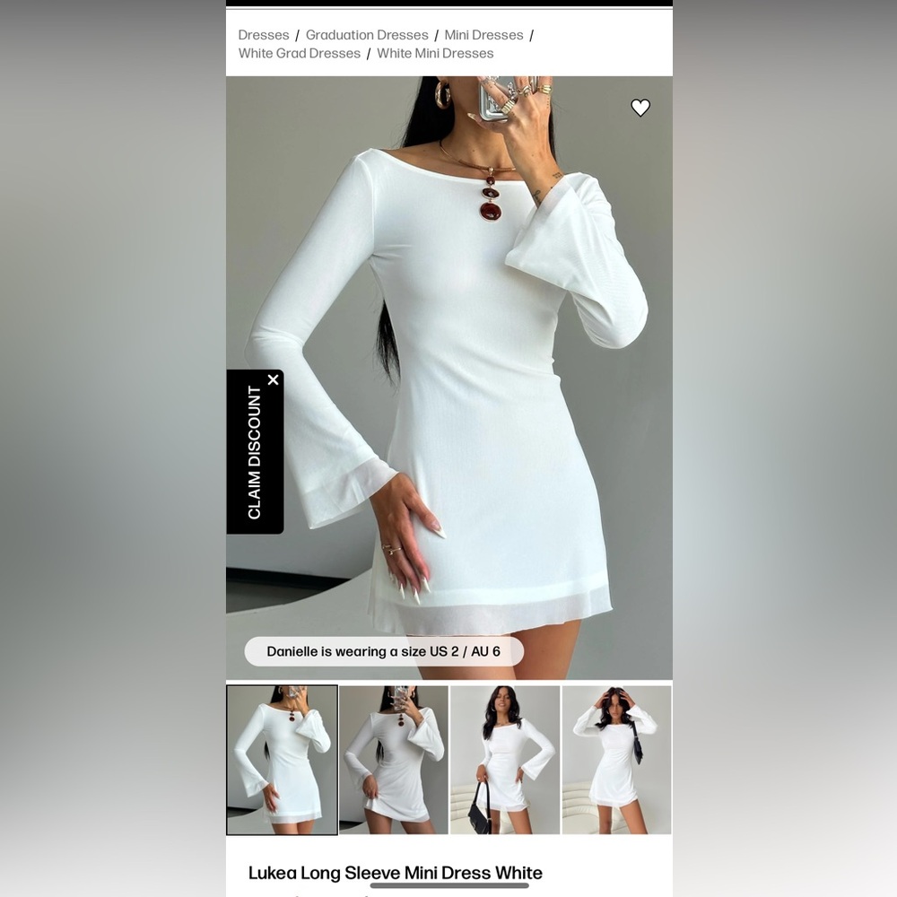 Lukea Long Sleeve Mini Dress White